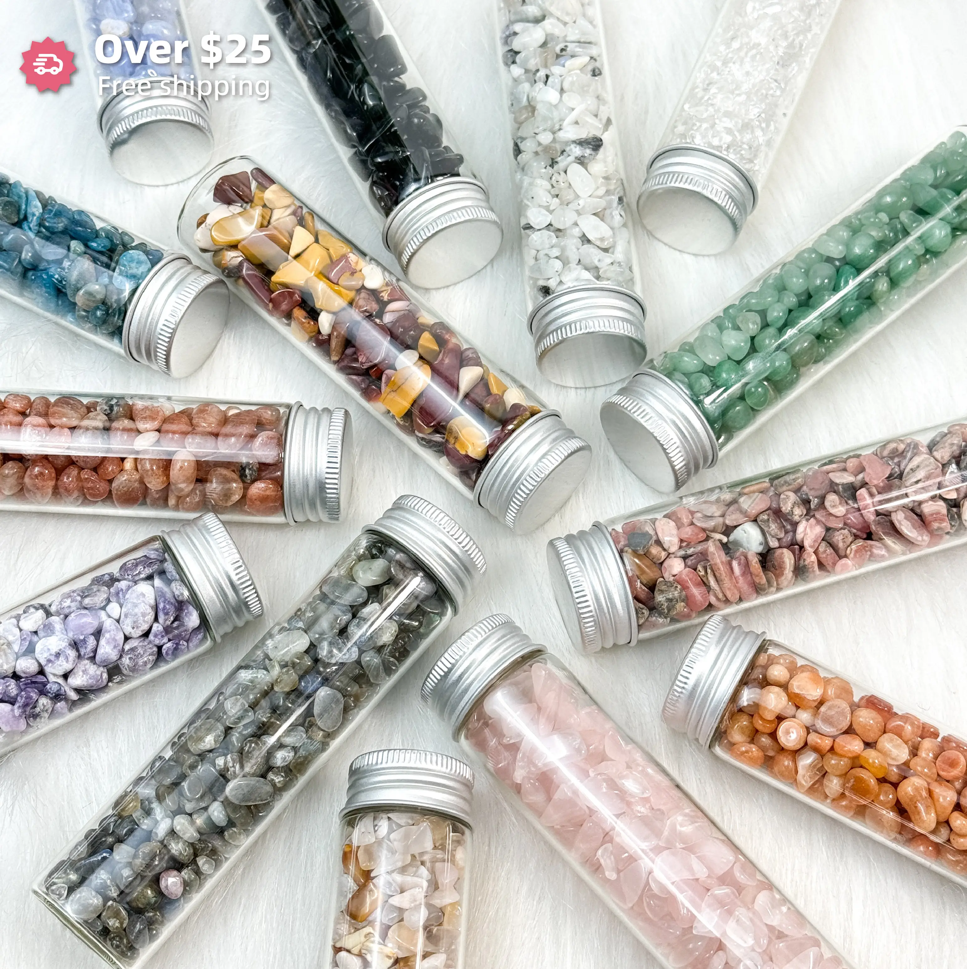 [Video Order]100g Natural Crystal Chips/Material：Rose Quartz，Clear Quartz，Lepidolite，Rhodocrosite，Bumblebee jasper，Labradorite and so on.