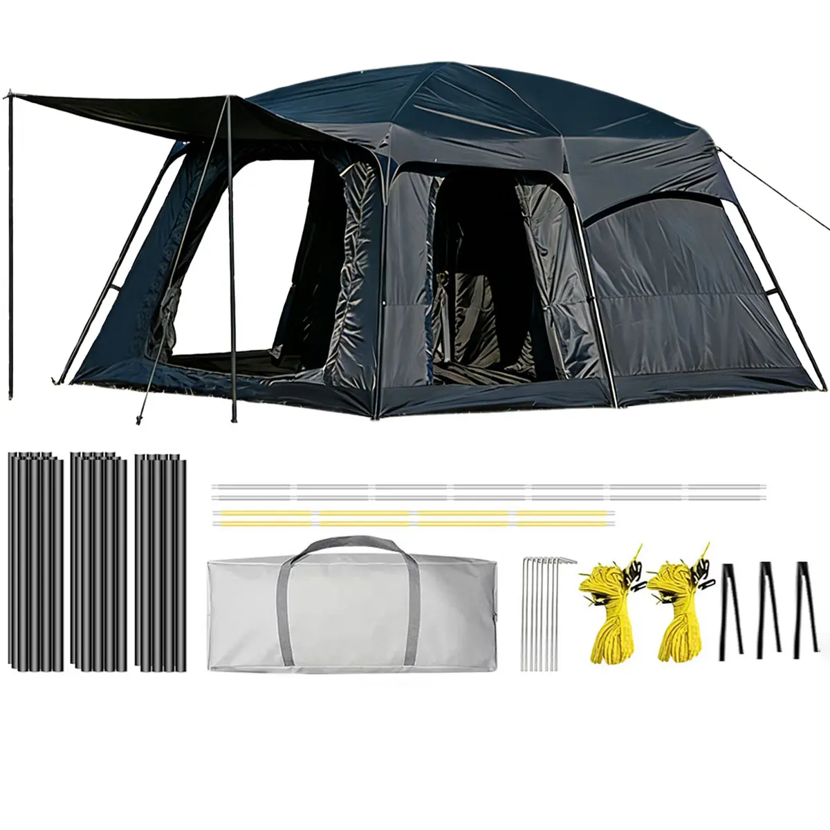 12 Person Waterproof outdoor Camping Tent Straight Wall 2 Rooms Mesh Windows Double Doors Oxford Polyester Lightweight Spacious - Camping Essentials Camping Accessories Tent for Camping Easter Mother's Day Father's Day Graduation Memorial Day