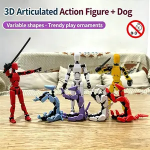 Versatile T13 Multi-Joint Action Figure Set, Dog Toy Model, No Assembly Stress Relief Toy, Creative Gift for Boys