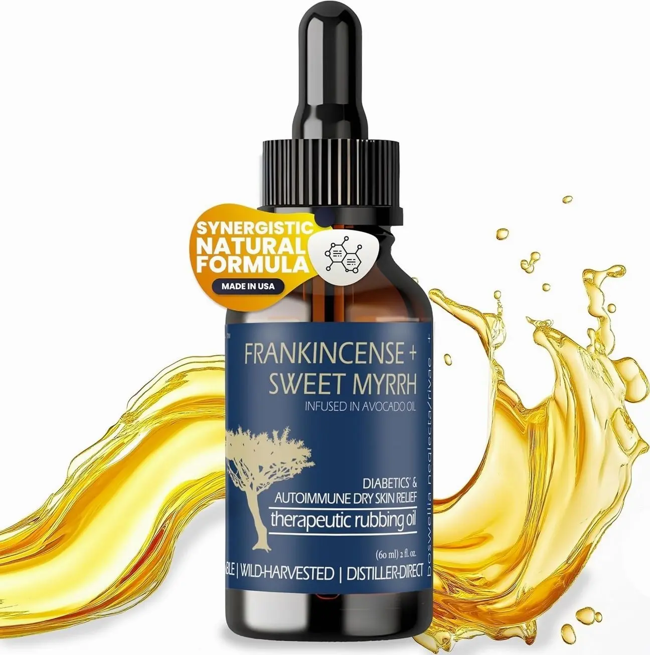 BALM OF GILEAD Neuropathy Frankincense & Sweet Myrrh Therapeutic Rubbing Oil - Instant Diabetic's & Autoimmune Dry Skin Relief & Repair, 2 fl oz