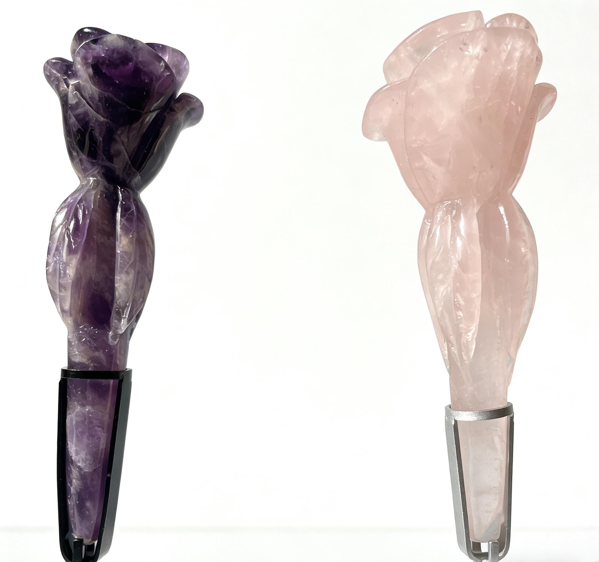 Amethyst &rose quartz natural crystal flowers for best Valentine's Day gifts
