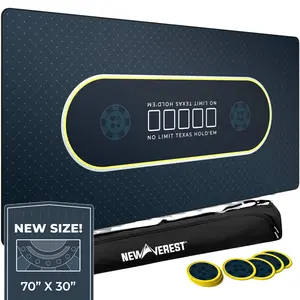 Poker Table Topper Mat (70" x 30") - Black, Fits 6ft Folding Tables