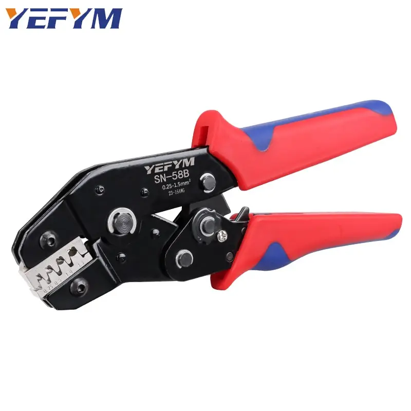 Professional Ratcheting Wire Crimping Pliers Sn-58b, High Carbon Steel, Manual Crimp Tool, Non-Slip Handle, Fits Awg 23-16 Wires, Hand Tools, DIY Tool