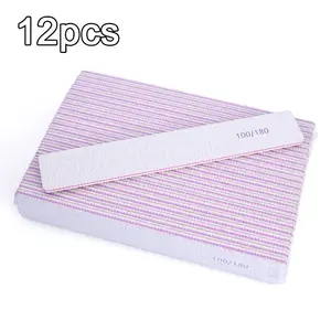 12-Pack Professional Nail Files, Nail File Set, 100-180 Grit Sandpaper, Dual-Sided Use, Durable Manicure Tools, Polish Files, Single Item Pack, Nail Care