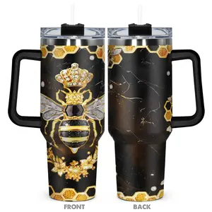 1pc, Gifts for Bee Lover 40oz Tumbler, Queen Bee Funny Print 40oz, Insulated and Durable, Gift for Any Occasion: Birthdays, Holidays, or Special Moments for Family, Friends, or Coworkers, Drinkware Tumbler