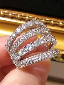 Elegant Artificial Zircon Decorated Ring, Engagement Wedding Ring for Women, Fashion Jewelry for Party, Daily Clothing Decor, Trendy All-match & Exquisite Jewelry for Birthday Gift