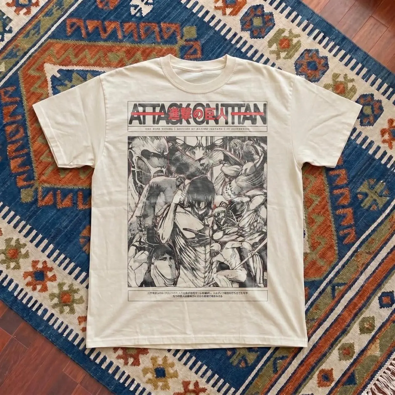 Men's Cotton Short-Sleeve Attack on Titan Eren Yeager Graphic T-Shirt, Shingeki no Kyojin Manga Vintage Tee, Unisex Japanese Streetwear Menswear Gift