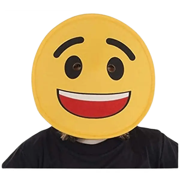 Kids Smiling Face Emoji Mask - Breathable Full Head Costume Mask with Velcro Closure - Funny Costume Accessory for Halloween, Birthdays & Fantasy Theme Party