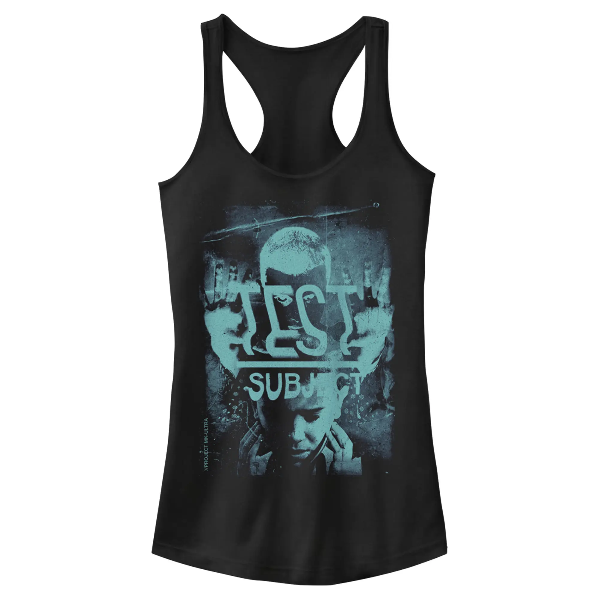 Juniors Womens Stranger Things Eleven Test Subject Racerback Tank Top