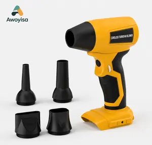 Awoyisa Electric Cordless Turbine Fan Blower Yx-Tf05, Compatible with Dewalt 20v Battery, Free13000rpm Handheld Jet Fan, Adjustable Wind Speed, Cleaning and Dryingcar blowing water，5 Multi-Functional Nozzles as Free Gift （Battery not induded） leaf cleanup