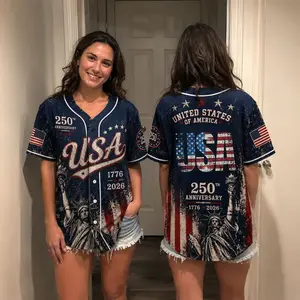 USA 250th Anniversary Baseball Jersey, Patriotic America 2026 Shirt, Fourth of July Button Up Gift Tee, 1776–2026 Commemorative Tee, Patriotic Gift