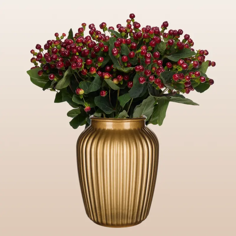 Hypericum Burgundy Berries 60cm Total Length Classic Garden Style Centerpiece for Bouquets with Roses Hydrangeas Peonies and Tulips