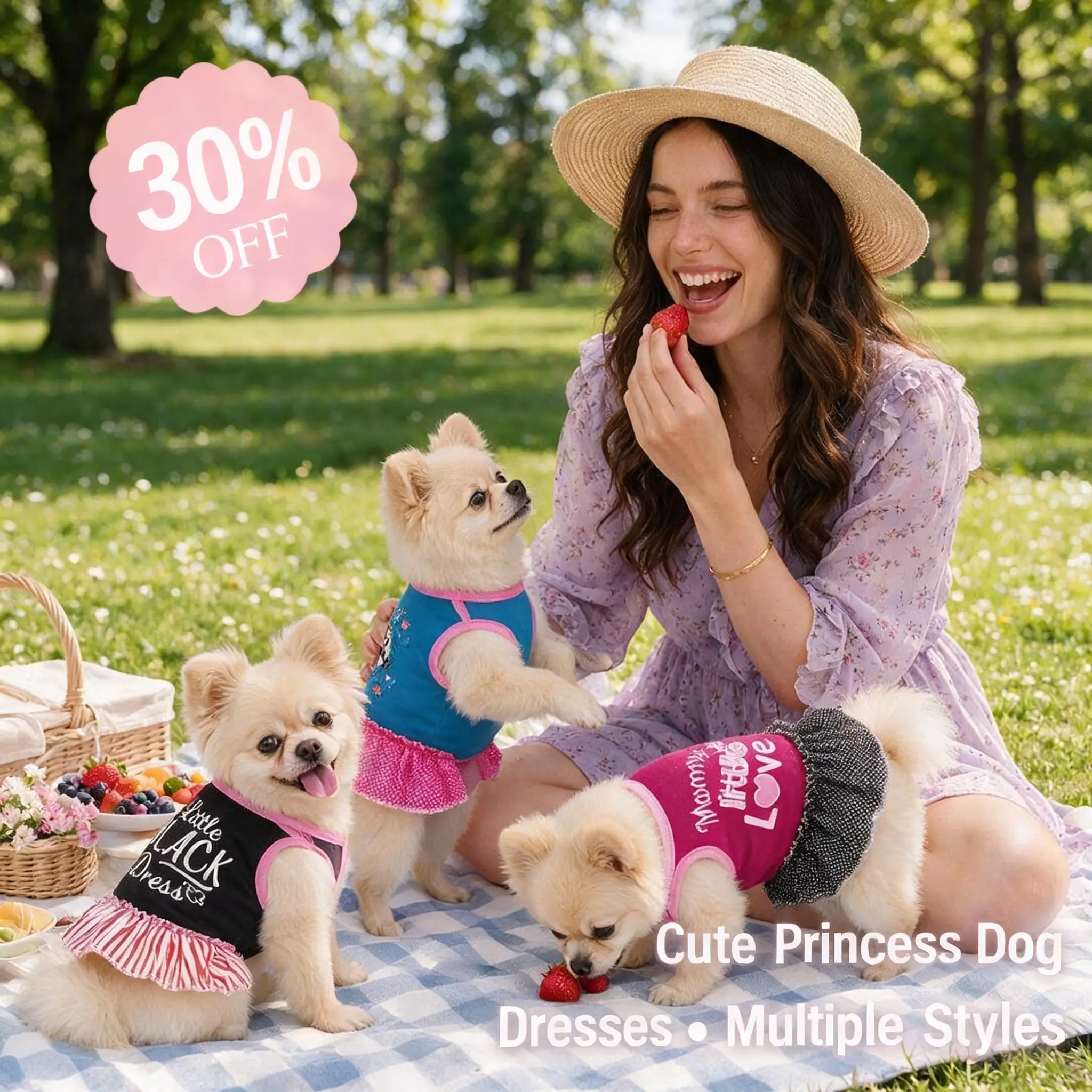 Princess Dog Dress for Small Dogs, Cute Summer Puppy Dress, Lightweight Pet Clothes for Parties, Photos and Everyday Wear