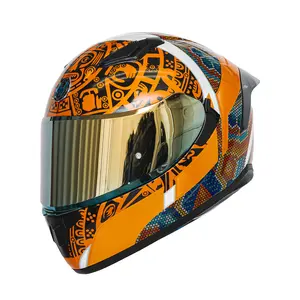 HAX Huichol Gold Motorcycle Helmet OB-HUICHOL PROFESSIONAL UPGRADE DOT ECE Certified Aerodynamic Design with Dual Visors and Multiple Ventilation Channels