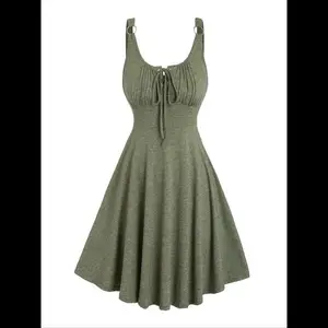 Women's Color Tie Front Vest Dress, Casual Sleeveless O-Neck A-Line Dress for Summer, Women's Fashion, Ladies' Daily Wear, Dress Day Everyday