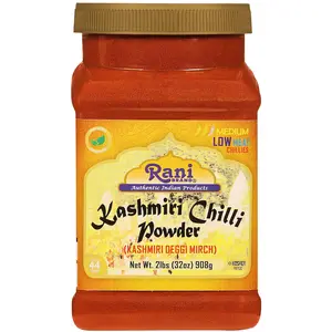 Rani Kashmiri Chilli Powder (Deggi Mirch, Low Heat) Ground Indian Spice 32oz (2lbs) 908g PET Jar ~ All Natural | Salt-Free | Vegan | Kosher | No Colors | Perfect for Deviled Eggs & Other Low Heat Dishes