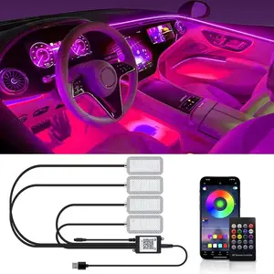 Neon LED Car Interior Ambient Foot Strip Light Accessories Back light Remote App Music Control Auto Decorative Atmosphere Lamp, Car Ambient Lighting