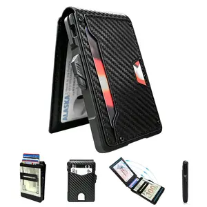 Minimalist Slim Aluminum Bifold Wallet for Men with RFID Protection Pop-up Card Holder Money Clip ID Window Holds 9-13 Cards Secure & Stylish