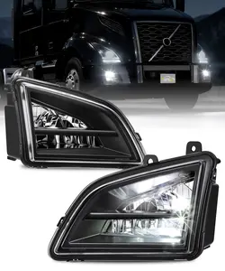 Partsam Pair LED Fog Light Lamp Compatible with 2018-2024 VNL Trucks, DOT Approved High/Low Beam Reflectors Clear Lens Black Housing/w Plug