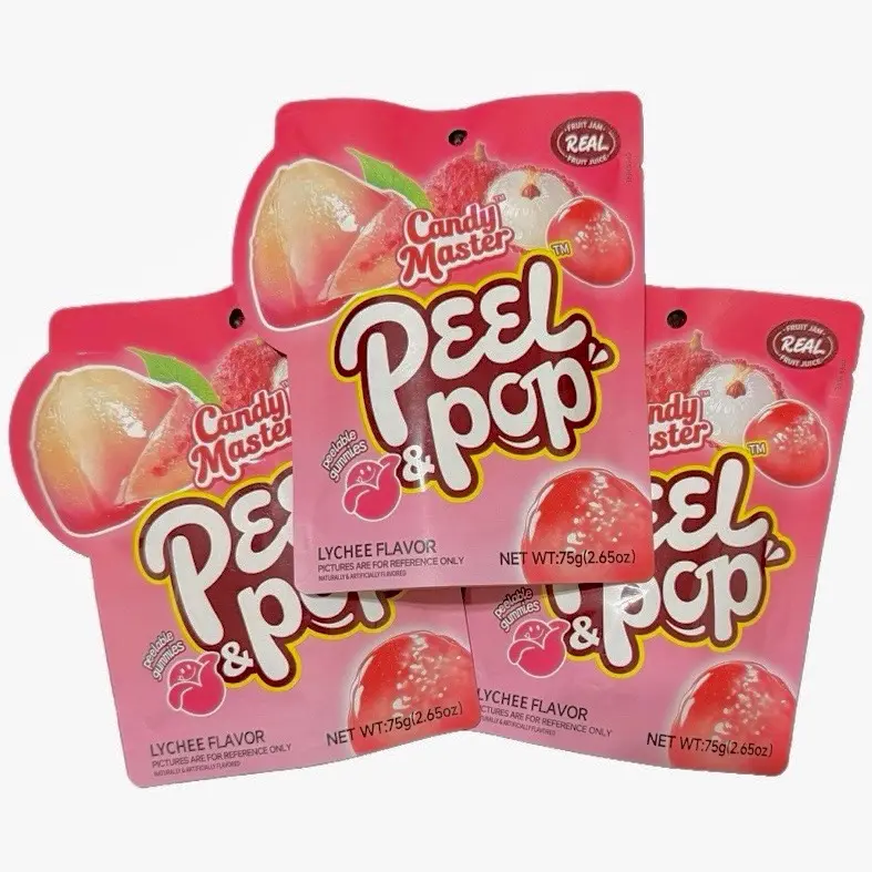 3 Pack Candy Master Peel & Pop Lychee Peelerz 75g Gummies Snack Candy Peelable Gummy s outdoorfun Fruit