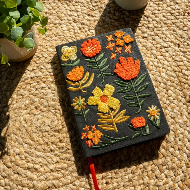 Chunky Flowers Embroidered Journal