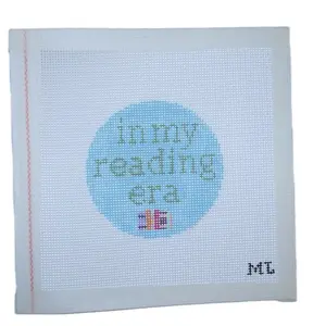 In My Reading Era | Hand-Painted Needlepoint Canvas | 13 Mesh or 18 Mesh | Made to Order | Canvas Only