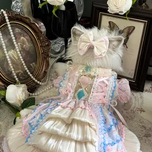 Christmas Charlotte Pink Satin Shimmering Princess Dress Pet Cat Dog Costume for Parties Birthdays Small Size