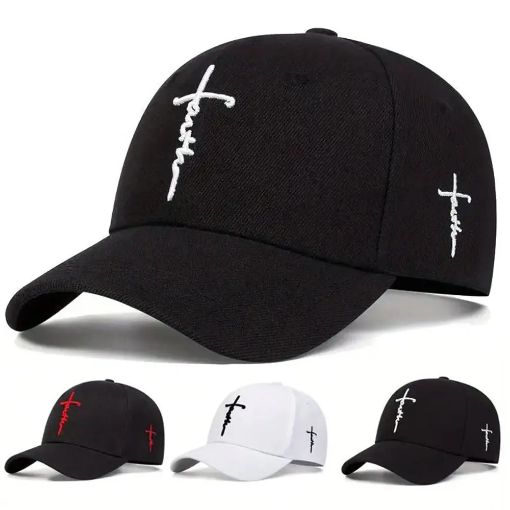 Faith Embroidered Snapback Cap, Christian Cross Baseball Hat for Men & Women, Adjustable & Breathable with Ponytail Hole, Snapback Hat Cap