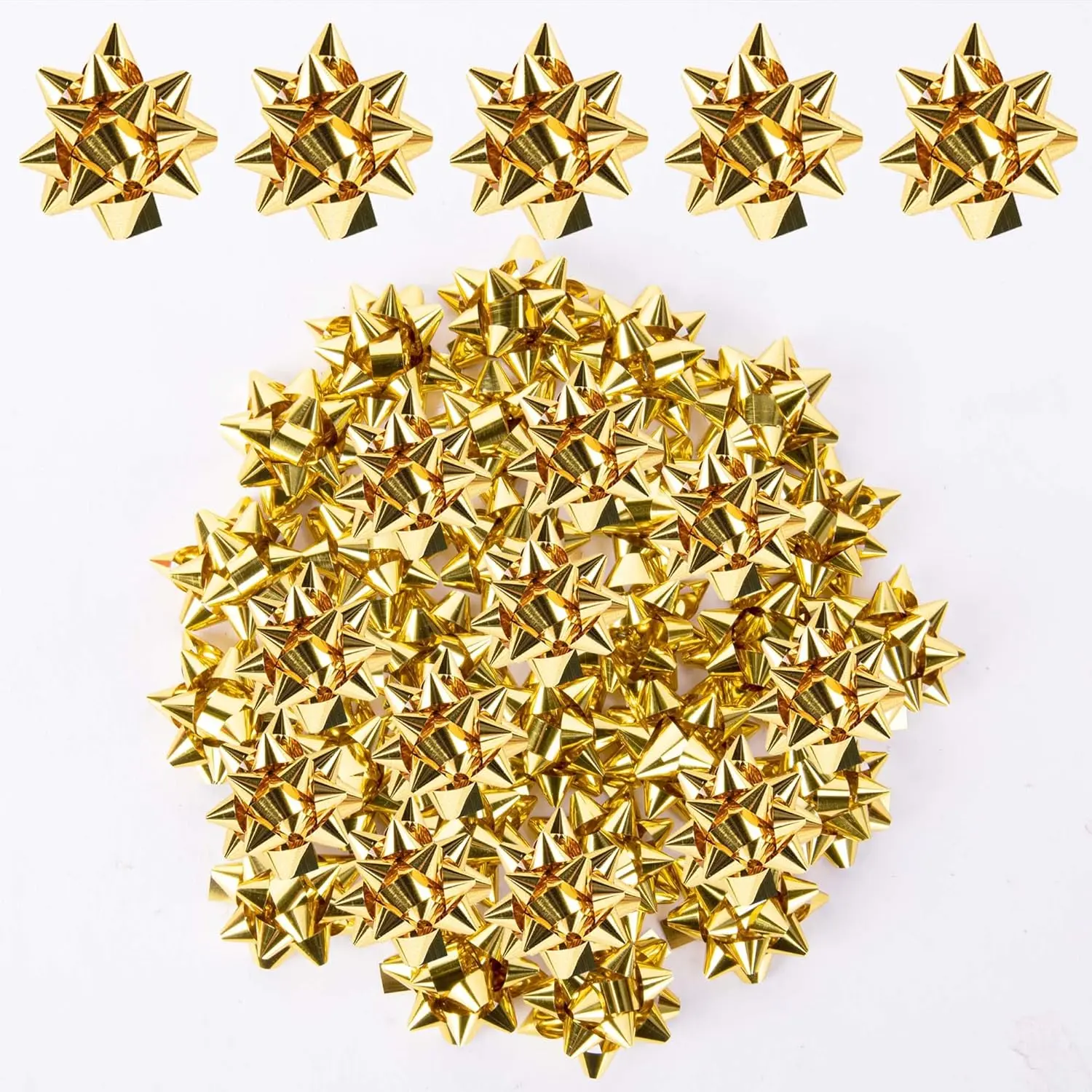 100 count Mini Christmas  Bows-1 Inch  Metallic   Bows- Adhesive Present Bows for Christmas Holiday Decor DIY Gifts Wrapping