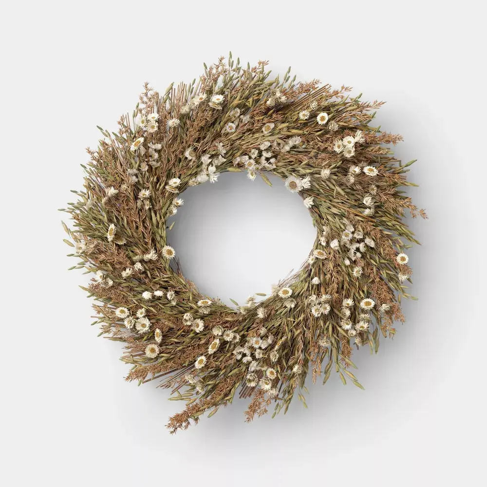 4.25" Mixed Spring Floral Preserved Wreath - Threshold