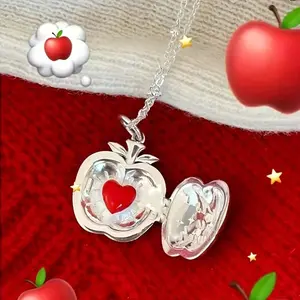 Cute sweet apple open pendant fashionable and versatile simple necklace for girlfriend gift anniversary birthday party jewelry