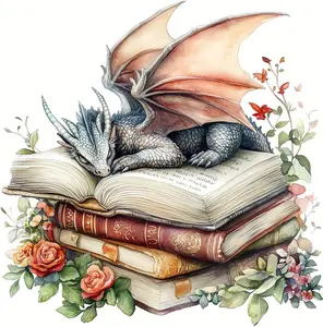 Dragon Stamped Cross Stitch Kits for Adults,Dragon Book Patterns Dimensions Needlepoint Art Crafts,Counted Cross Stitch Kits Embroidery Kits for Beginners Adults for Home Decor 14x14 inch