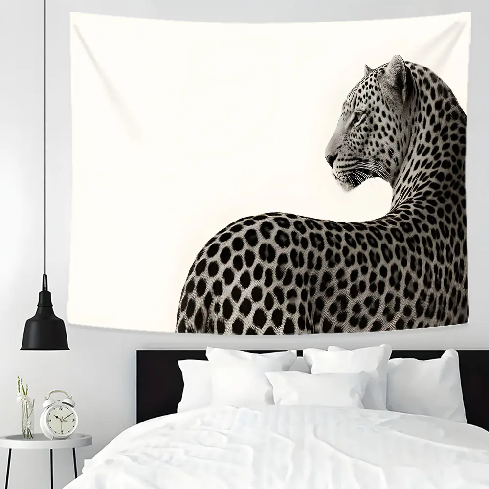 Minimalist Black White Leopard Decorative Tapestry - Modern Animal Print Wall Hanging, Large Luxury Aesthetic Wall Decor for Bedroom, Living Room Background, Home Bedroom Decor