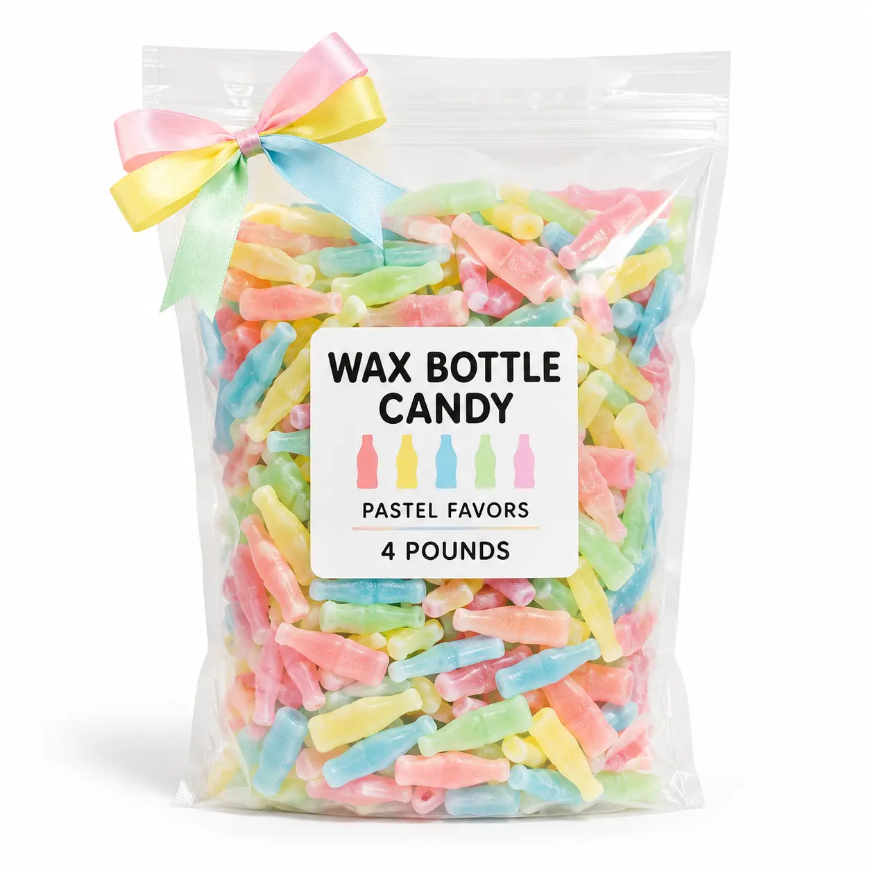 Wax Bottle Candy 4 lb Bulk Bag, Assorted Fruit Flavored Candy, Retro Party Favors & Candy Buffet Treats