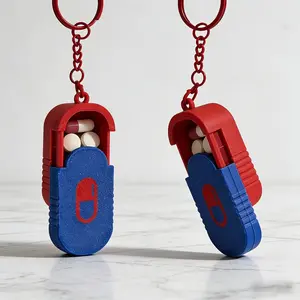 Leak-Proof Pill Organizer with Keychain, Keychain Attachment, Travel-Size Weekly Pill Box, Weekly Organization, Waterproof, Portable & Compact, Compact Form, Ideal for Vacations, Gym, Business Trips