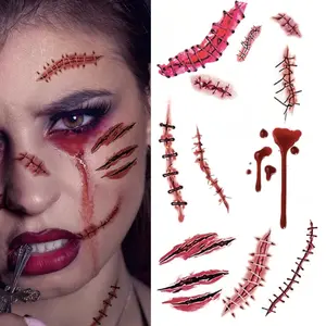 FeCaninCare Halloween Tattoo Stickers Set Of 10, Horror Temporary Tattoos Waterproof Realistic Tattoo Stickers For Cosplay Party Decoration.