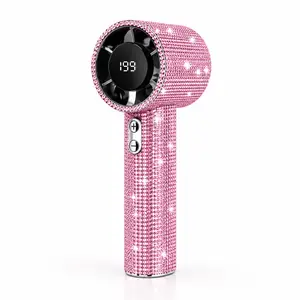 Diamond Handheld Fan High-Speed Portable USB-C Rechargeable Mini Fan 199 Levels with Digital Display and Adjustable Personal Fan Suitable for Indoor, Outdoor, and Travel