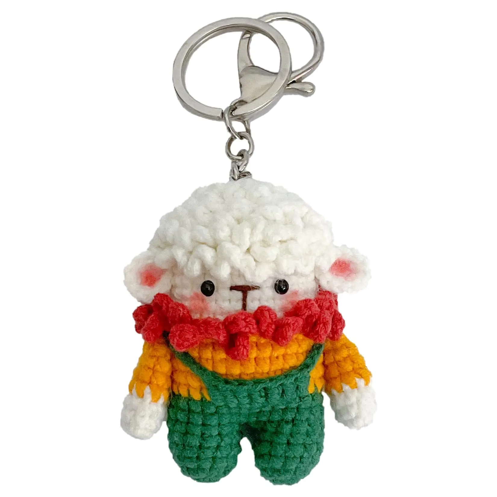 Hand-Knitted Crochet Keychain - Textured Fabric Bag Accessory for Keys & Backpacks