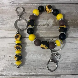 Sunflower Keychain Wristlet + keychain