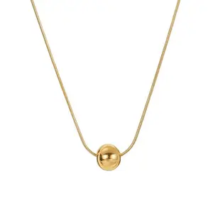 Women's Minimalist Generic Luna Gold Sphere Pendant Necklace, Adjustable Chain, Everyday Jewelry Gift