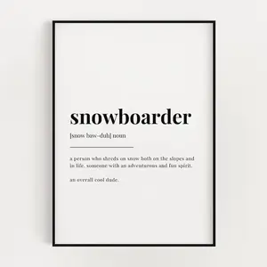 Snowboarder Definition Print, Snowboarder Definition Poster No Frame