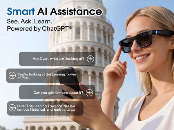 [Spring Deals] Coucur G1 AI 2026 Smart Glasses with Charging Case, 8MP HD Camera Glasses for Men Women, 1200P Video Recording, Open-Ear Bluetooth Glasses for Audio with AI Translation/Voice Control