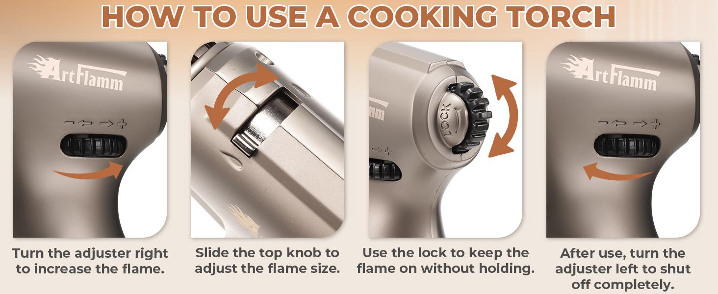 ARTFLAMM Dual Flame Butane Torch - Refillable Handheld Blow Torch for Cooking, Soldering, & Resin Art w/Adjustable Flame & Ignition Lock - Kitchen Blow Torch & Luxurious Gift Box