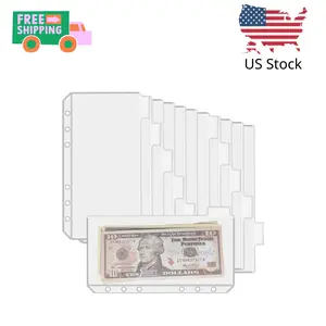 12PCS A6 Binder Pockets with No Zippers, Zipless Budget Envelopes with Index Bits Design