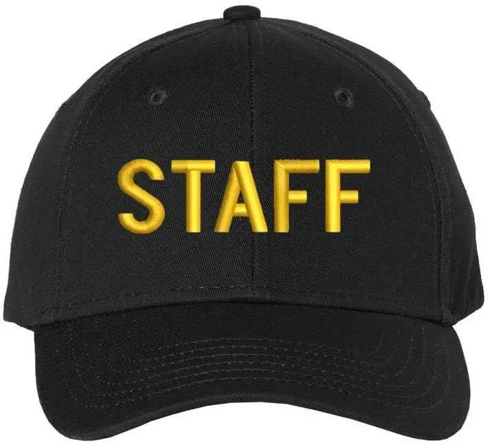 Embroidered Text Baseball Cap for Workplace Wear, Cotton Twill Structured Fit Hat, Adjustable Closure for Staff Teams, Embroidered Text Hats, Cap Hats