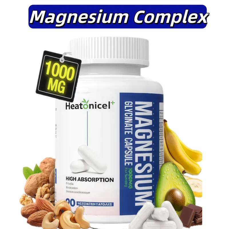 【Buy 1 Get 1】Heatonicel Calm & Sleep Supplement 1000mg for Fall Asleep Faster, Stay Asleep Longer with Magnesium Glycinate &  Magnesium L-Threonate,90 Capsules