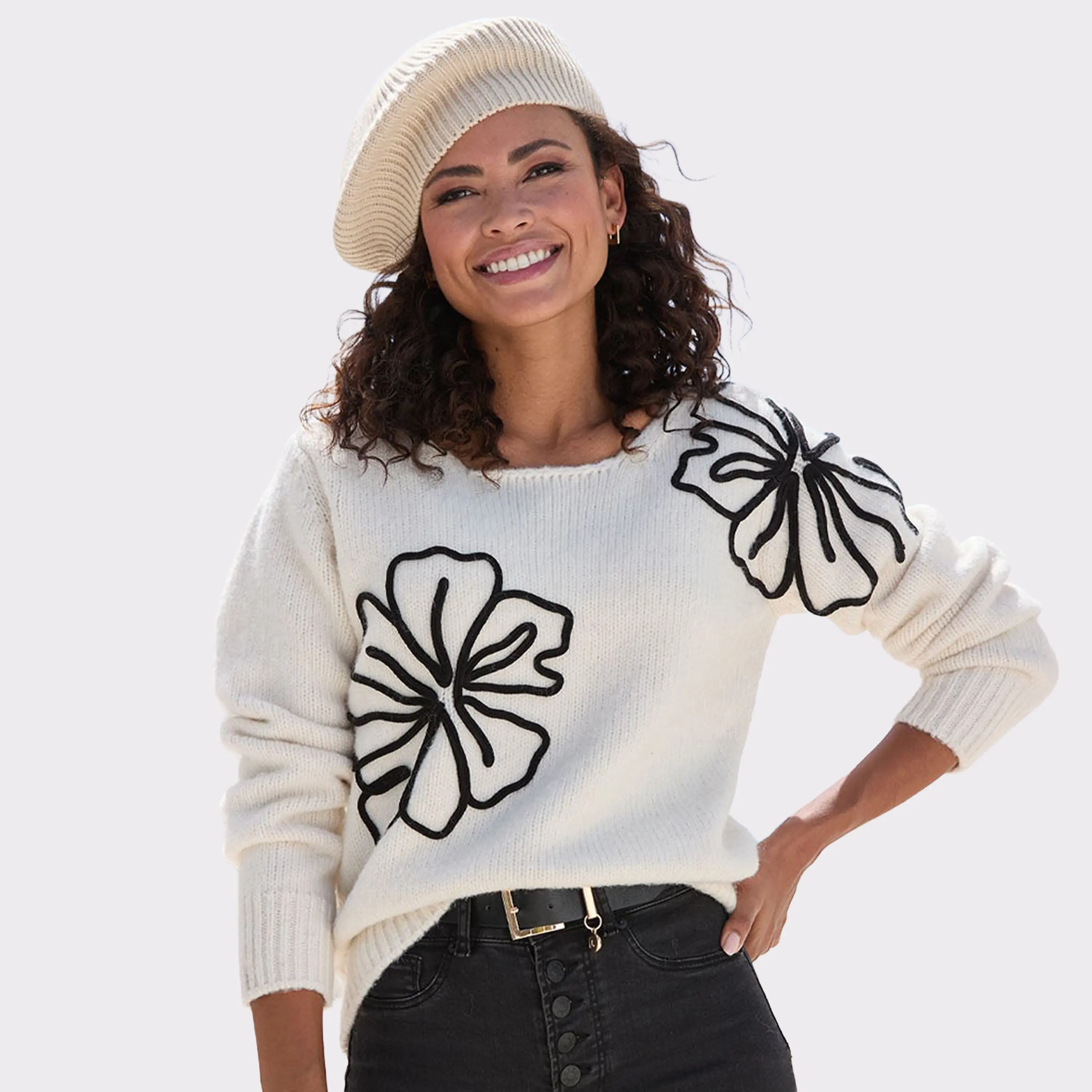 Women's Floral Applique Sweater