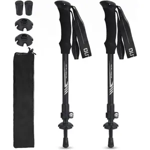 Folding Hiking Poles, Lightweight 7075  Alloy Mountain Tech Trekking Poles for Men, Collapsible Walking Sticks for Travel, EVA  Grip, Set of 2 - Black