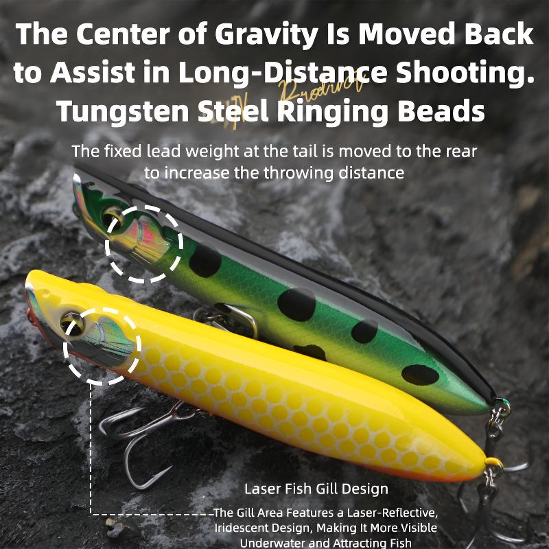 Scarlet Big Fishing Lure P2 Popper Lures with 3D Eyes, Joybait Bait Dog Mud Puppy Fishing Bait Ultra Topwater Saltwater Fishing Lures, Fishing Equipment Including Rod for GT Tuna Bass Large Fish Surf & Offshore Saltwater Fishing#big fishing lure p2