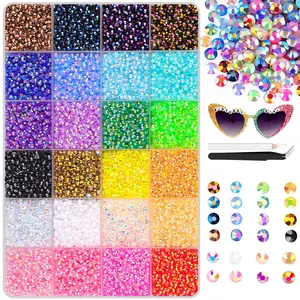 30000Pcs Resin Jelly Rhinestones for Crafting Bedazzling Kit Multicolor 3mm Flatback Gems for Crafts Clothing Clothes Tumblers Shoes Nails Flat Back Mixed Color Bulk Bedazzler Kit Jewels with Gifted Tools and tweezers Shimmer Colorful.Easter Day Gift
